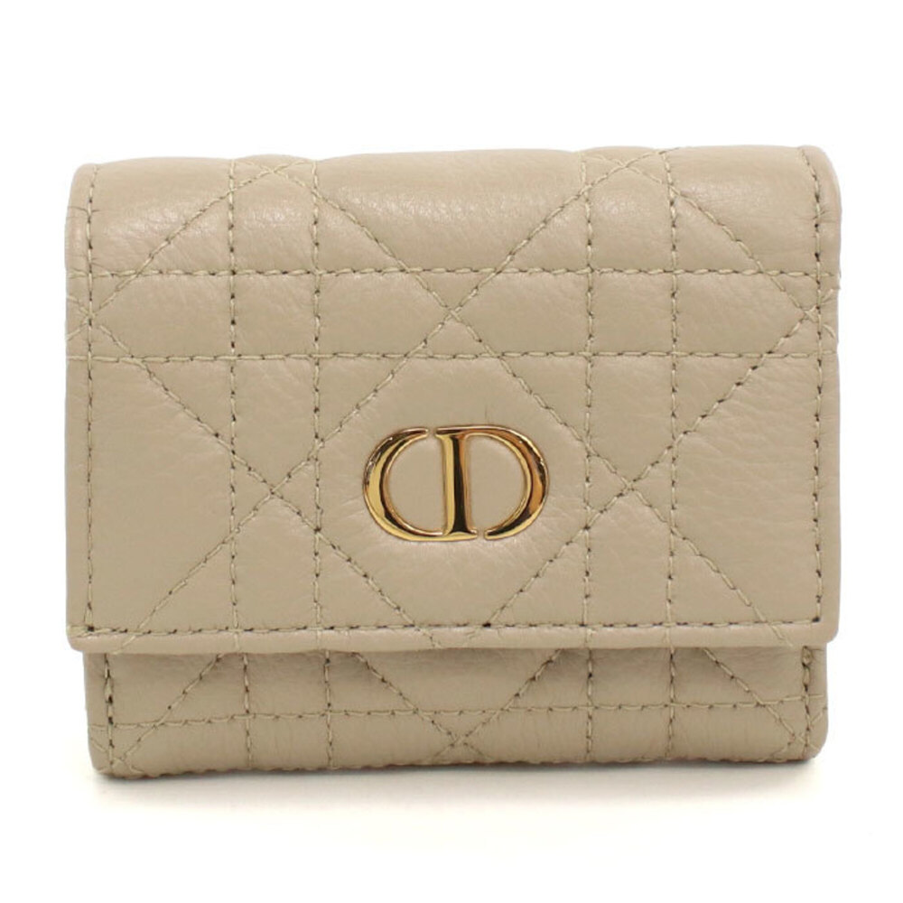 Christian Dior DIOR Dior Tri-fold Wallet S5938OUTE Hibiscus Caro Women's Beige